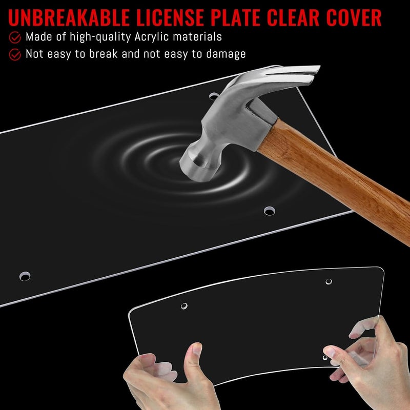 HIBRONGO License Plate Frame Cover - 100% Real Carbon Fiber License Plate Frame with Clear License Plate Cover Protector Universal Waterproof License Plate Holder with Complete Hardware - 1 Pack - Image 4